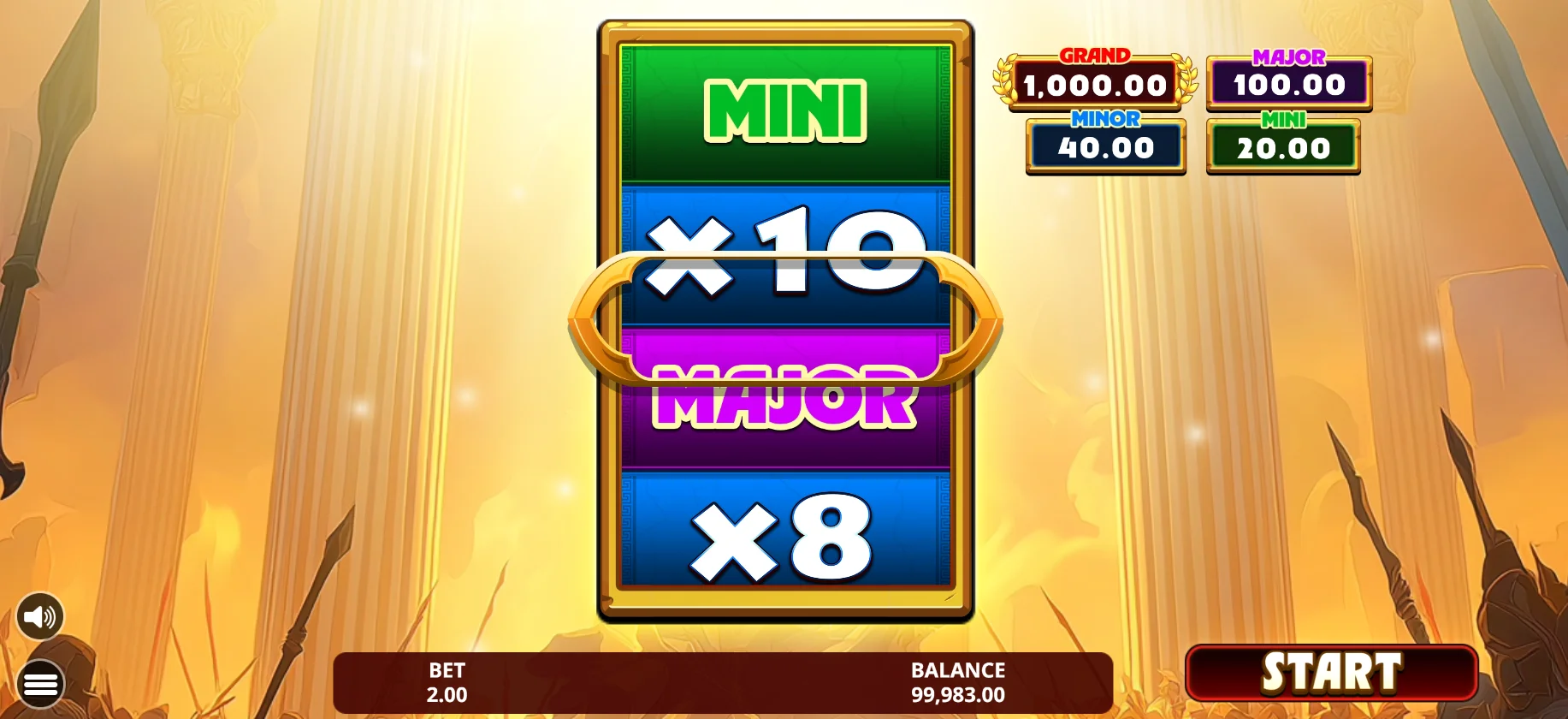 Law of Athena - start av Treasure Bonus med prishjul